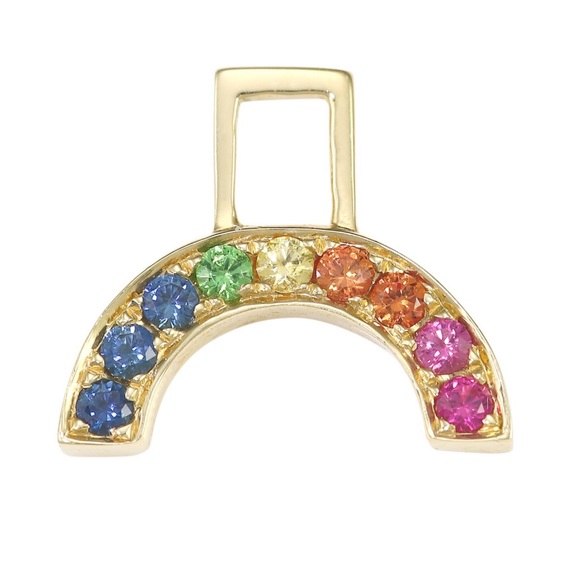 EarWish 14K Yellow Gold, Sapphire & Tsavorite Rainbow Single Earring Charm - Picture 1 of 3
